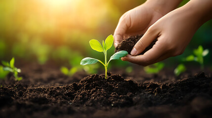 Farmer tending organic crops, sustainable agriculture, healthy soil, local food system. 