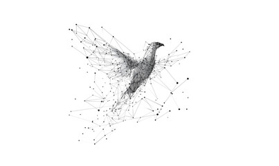 Digital phoenix low poly design with geometric tech-inspired style