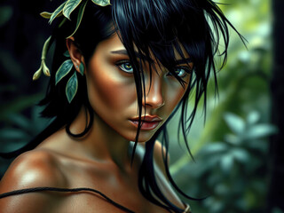 Die hübsche Kriegerin des Waldes