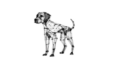 Dog low poly technology background with abstract polygonal digital design