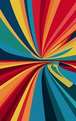 Modern design horizontal poster with bright colorful abstract geometric elements and curve lines flat vector illustration