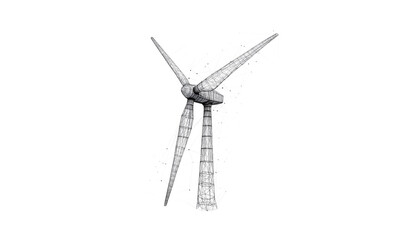 Fototapeta premium Futuristic low poly windmill background with innovative digital geometry