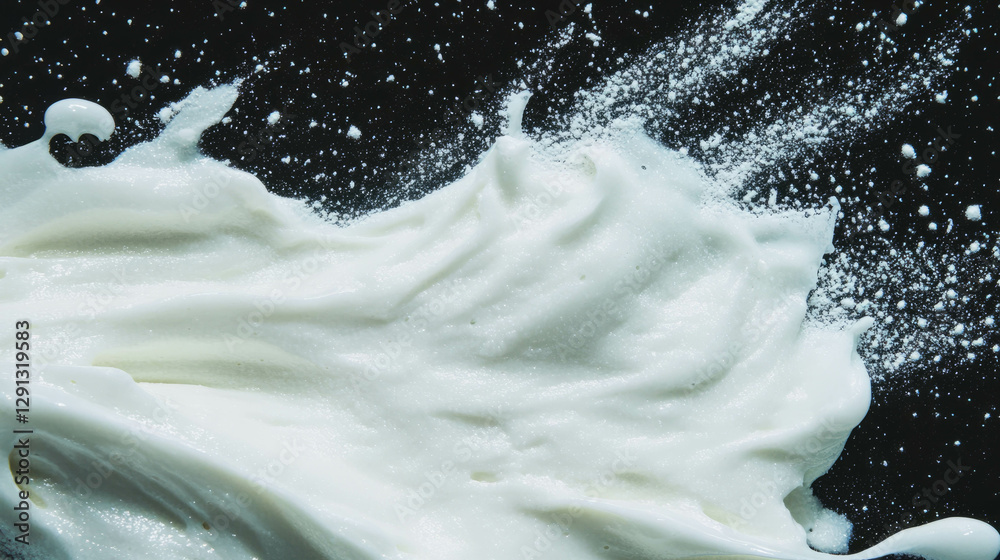 Poster creamy texture with powdered sugar dusting for culinary design