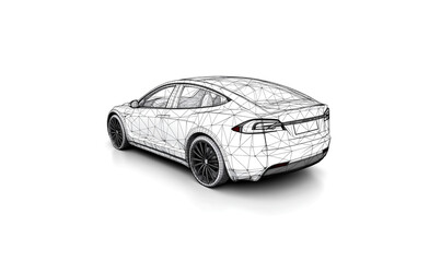 Fototapeta premium Car low poly technology background with abstract polygonal digital design