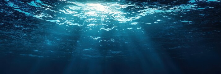 Fototapeta premium 3d background minimalistic mockup with space for text, realistic underwater ocean scene with sunlight filtering through