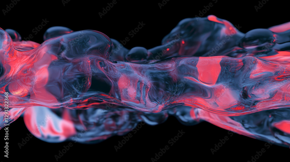 Poster Abstract design with dark fluid and subtle red accents for modern backgrounds