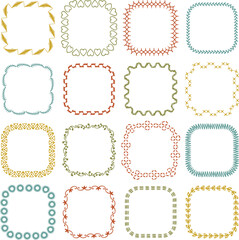 hand drawn embroidery stitch vintage vector square frames