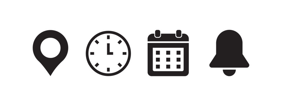 Location, time, calendar and notification icon