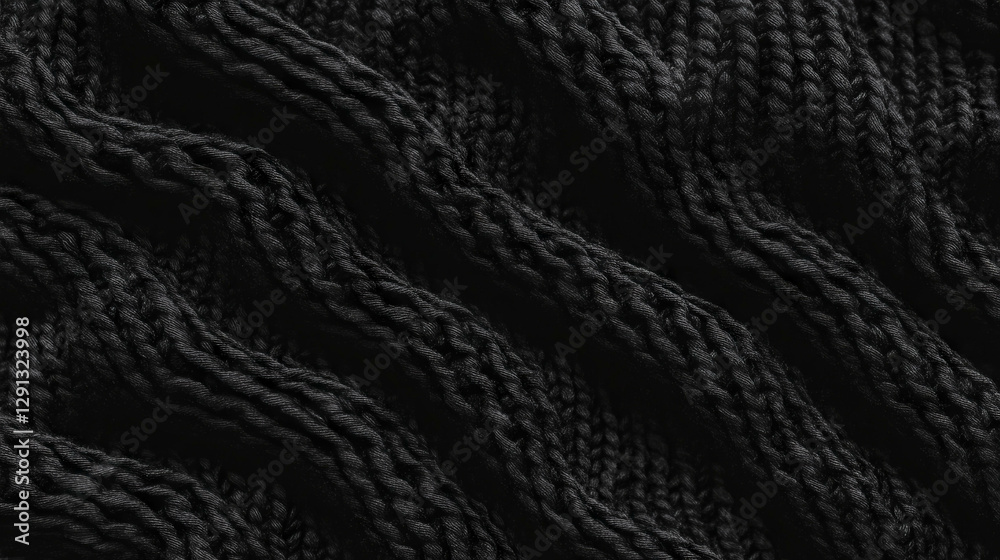 Poster intricate black denim texture with subtle woven patterns for creative design