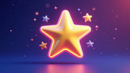 Obraz premium Radiant golden star surrounded by celestial pastel star fragments