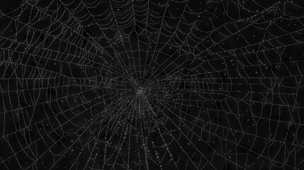 Obraz premium Morning dew on spiderweb with intricate patterns