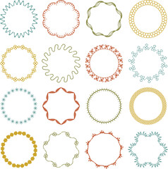 hand drawn vintage colors embroidery stitch vector circle frames