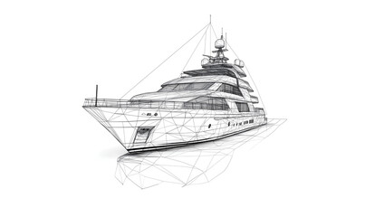 Obraz premium Yacht low poly technology background with abstract polygonal digital design