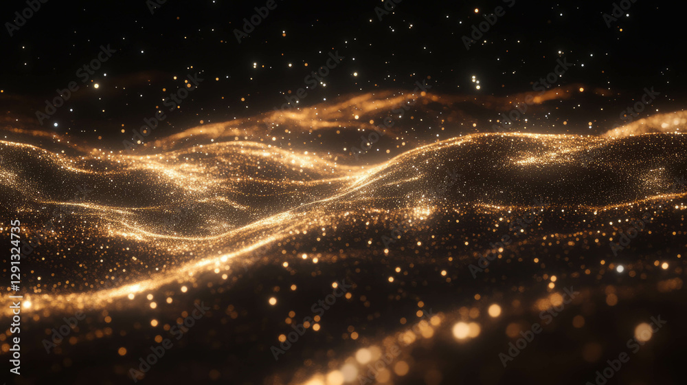 Poster galactic dreamscape: distant star clusters and ethereal patterns in a cosmic vista