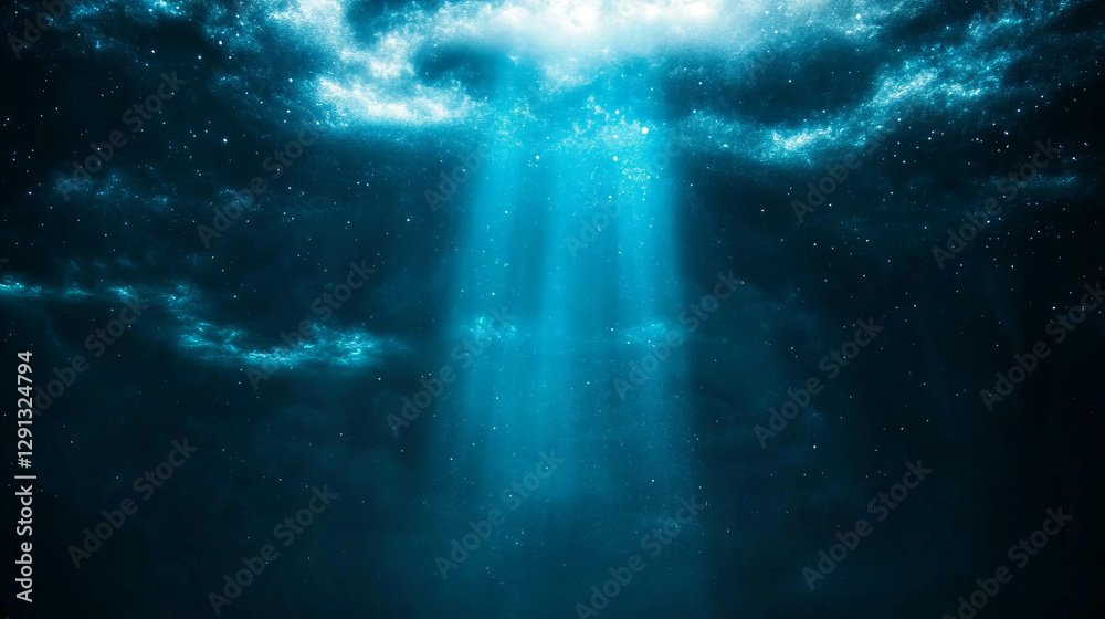 Poster Divine light emanating from hidden source in mystical sky scene