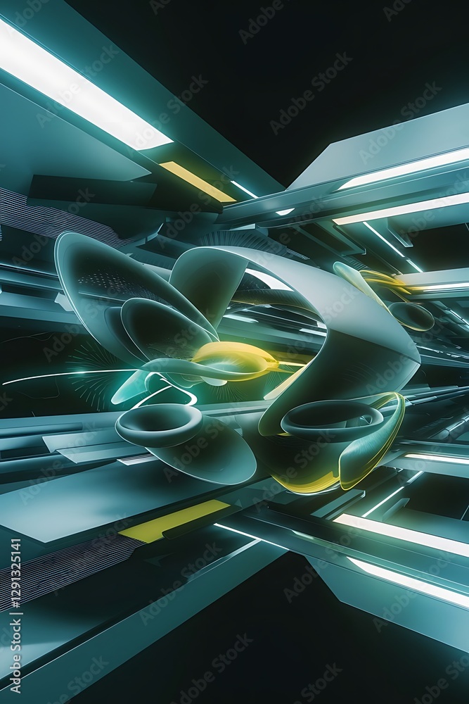 Poster abstract wallpaper with 3d dynamic shape background with motion forms futuristic trendy backdrop mod