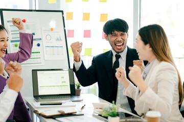 The concept of cooperation and teamwork of co-workers coworkers holding hands Successful agreement after excellent meeting The scene is professional and friendly.