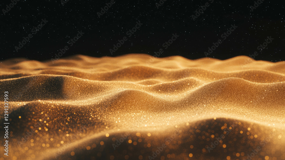 Poster Soft diffuse sand waves on a starry night background for tranquil design