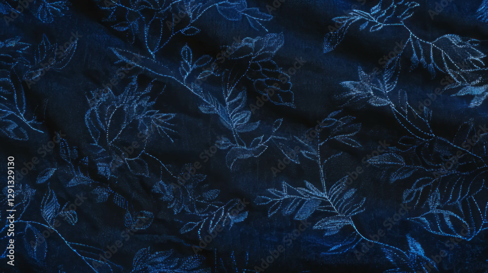Aufkleber elegant embroidered denim fabric with leaf patterns for textile design