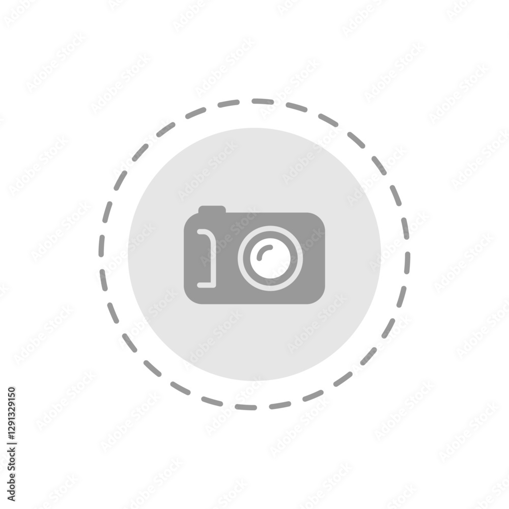 Poster circular button with a camera silhouette, representing the add photo placeholder function in an empt