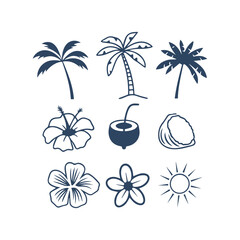 Beach Vibes Doodle Collection – Summer Elements in Vector Silhouette Style