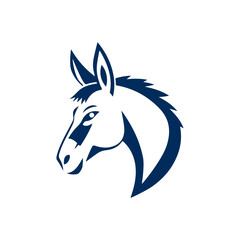 Donkey Head Logo Design Silhouette Vector Illustration On a White Background
