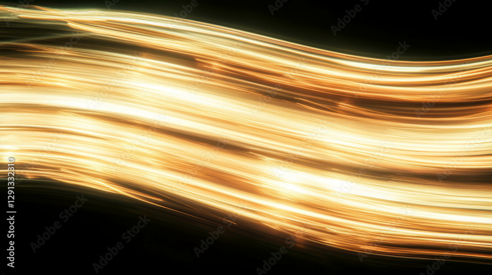 Poster Glowing golden light rays on dark background for elegant design concepts