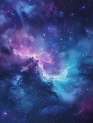 Fototapeta premium Beautiful Blue Skies with Nature, Bright Moon ,Cloud ,Beach scenery, Tree, night -Anime concept Background