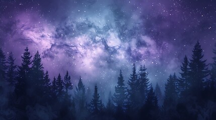 Beautiful Blue Skies with Nature, Bright Moon ,Cloud ,Beach scenery, Tree, night -Anime concept Background