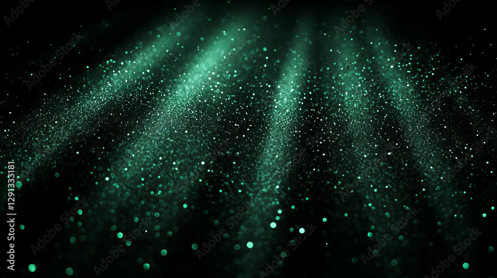 Poster abstract mint light rays and blurred sparkle background for design