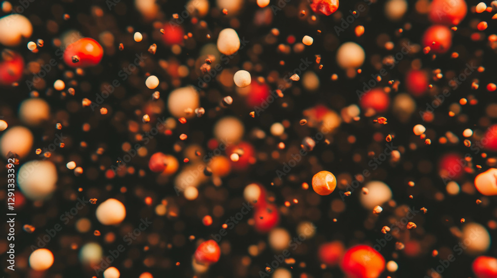 Aufkleber Dynamic background of falling mixed peppercorns in motion for culinary design