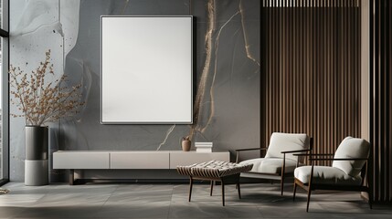 white canvas mockup on a modern living room