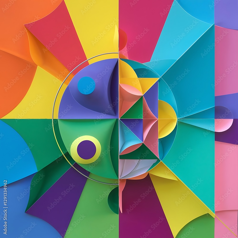 Poster colorful abstract background using minimal geometry as an element