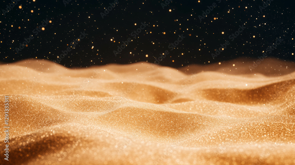 Poster Mesmerizing sand particles falling against a dark background with gentle light gradient for tranquil designs
