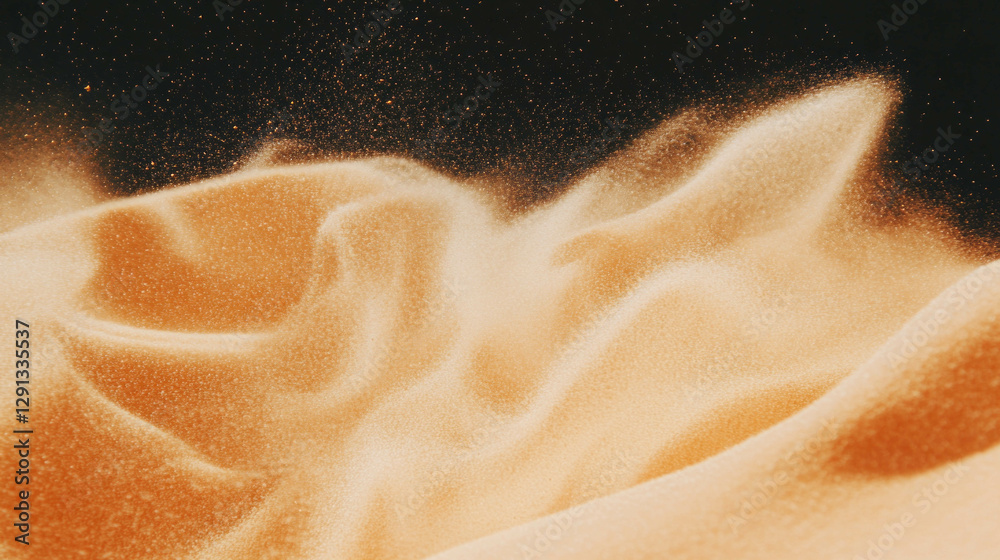 Poster mesmerizing miniature sand dunes with falling particles in motion