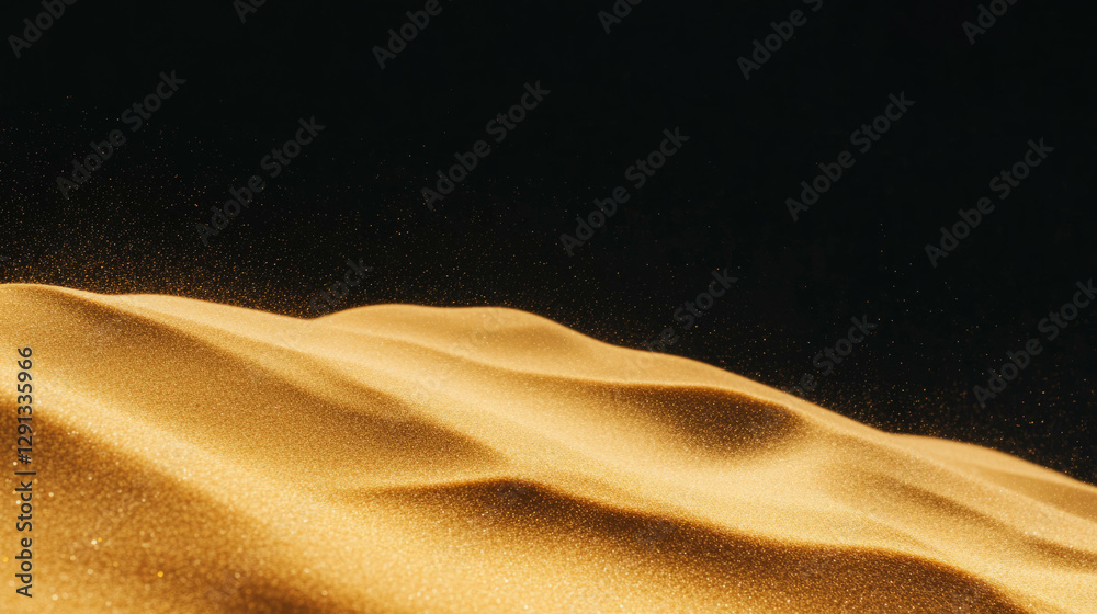 Poster golden sand waves against dark background for abstract textures and minimalist design