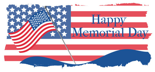 Veterans Day, Memorial Day, USA Flag, Happy Memorial Day, Honoring All Who Served Stars, Vector Illustration, Brushes