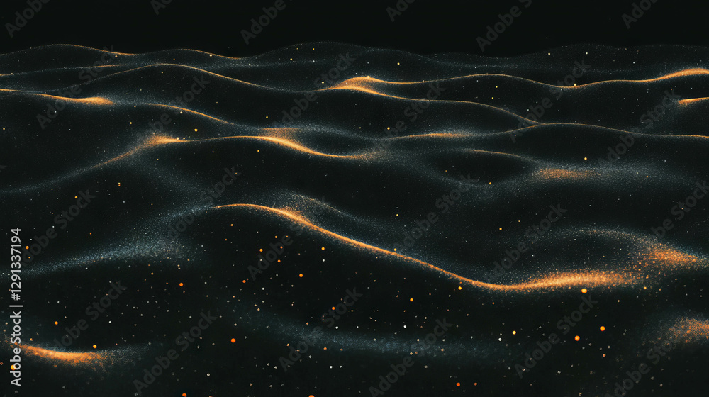 Poster abstract waves of falling sand on dark background for artistic design