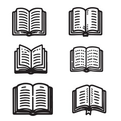 Book line doodle icon set. Hand drawn sketch doodle style line icon book, diary. Open library, reading, school education doodle concept icon. Blue pen line style stroke. Vector illustration