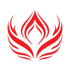 Stylized Fire and Wings Logo Design.