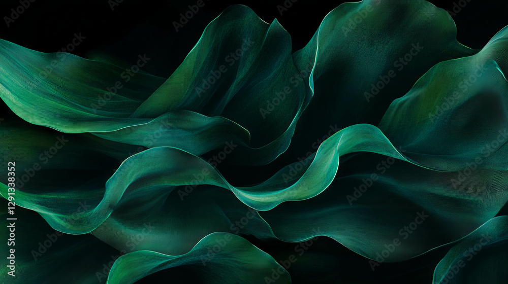 Poster serene abstract of floating deep green water lily leaves background