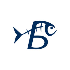 Minimalist Letter B Fish Bone Logo Design Silhouette Vector