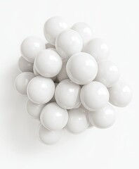 Cluster of white spheres on white background