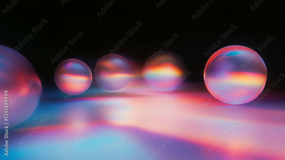 Poster vibrant floating rainbow orbs pattern for abstract design and decoration