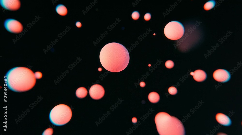 Poster Abstract background with floating red orbs on dark diffused backdrop