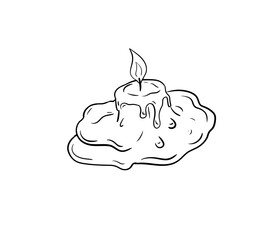 melting candle digital illustration isolated black and white