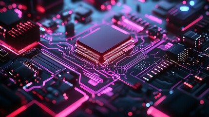 Obraz premium A Close Up Of A Glowing Circuit Board Design