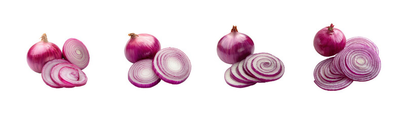 Fresh Red Onions Sliced and Whole for Culinary Use and Decoration