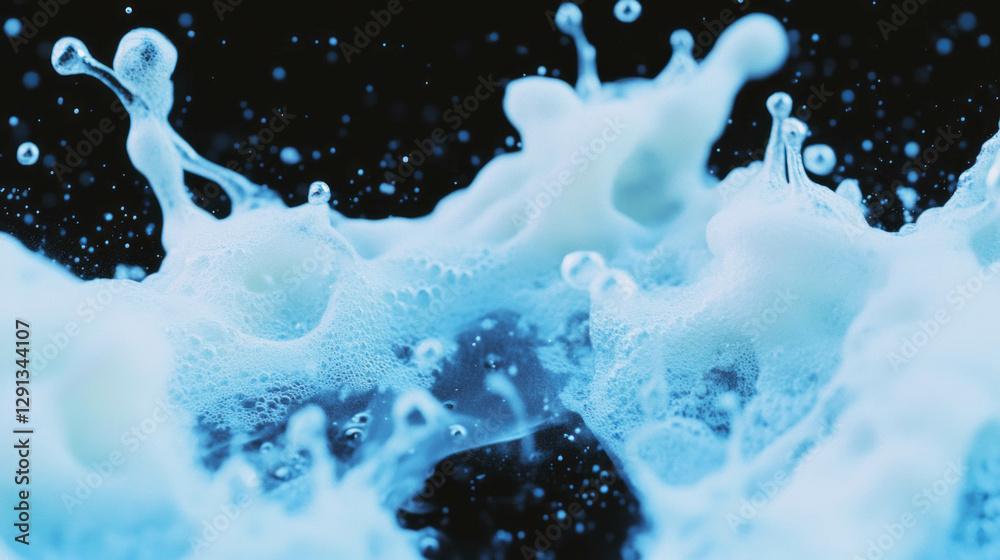 Poster Artistic abstract background featuring dynamic blue foam patterns
