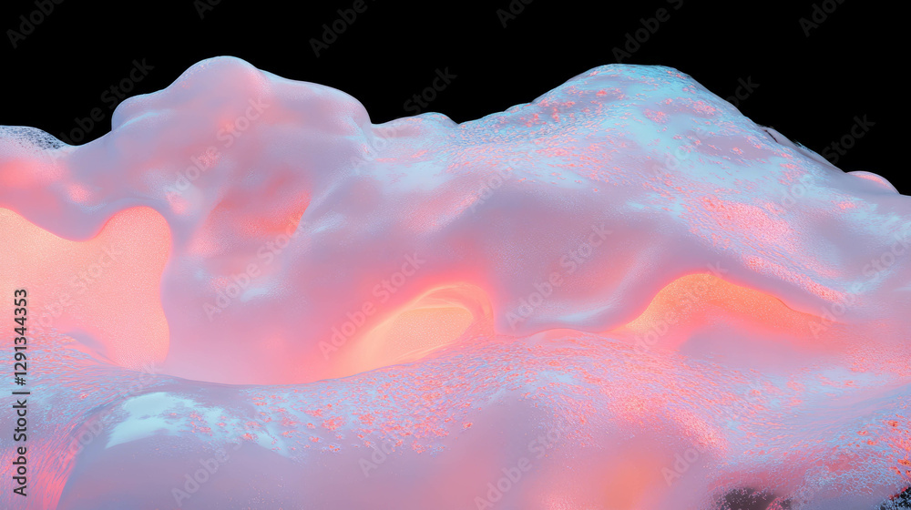 Poster Neon-illuminated foam texture for creative design concepts and modern art projects